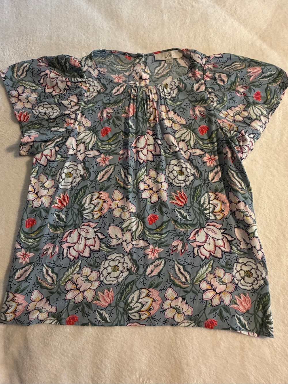 LOFT Floral Short Sleeve Blouse